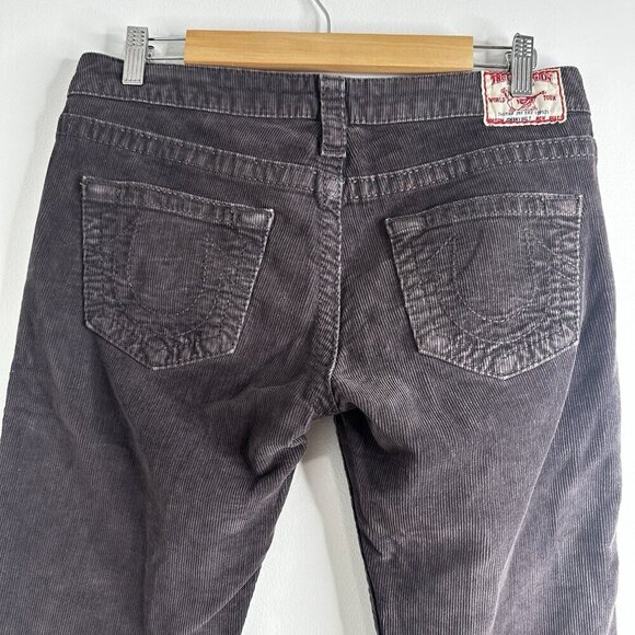 RARE Vintage True Religion Joey Big T Brown Corduroy Cropped Raw Hem Women’s 32 - Picture 10 of 16